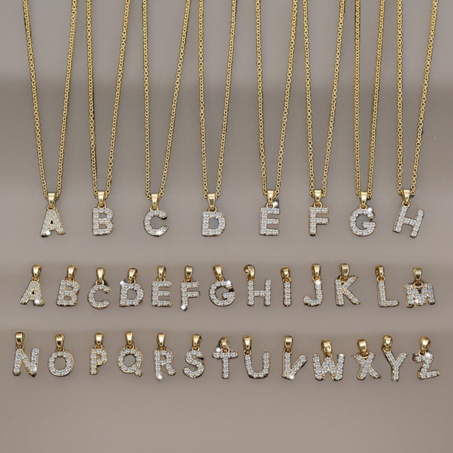 Tilbehor Aiyanna | D Stras Letter Necklace