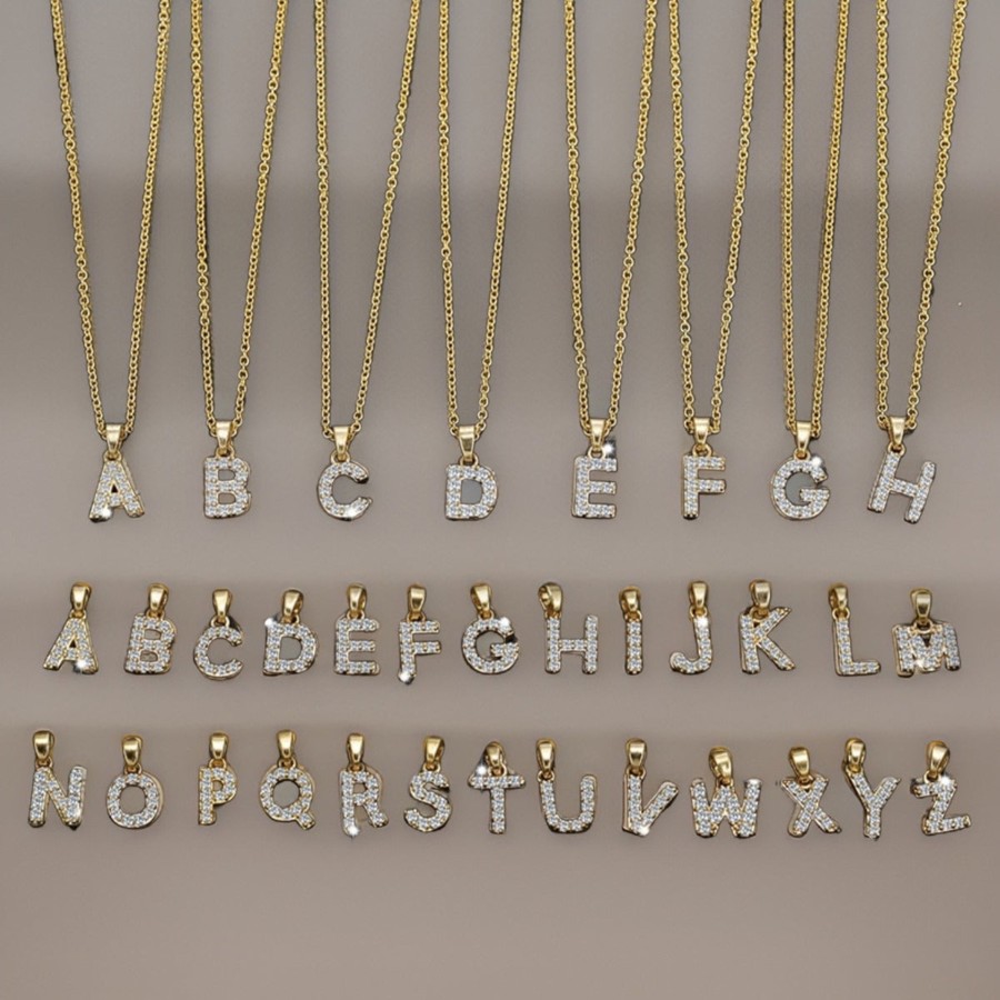 Tilbehor Aiyanna | F Stras Letter Necklace